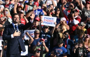 Republican vice presidential candidate JD Vance arrives to speak at a Trump-Vance campaign rally in Butler, Pennsylvania, on Oct. 5, 2024. Credit: JIM WATSON/AFP via Getty Images