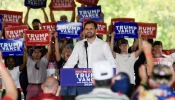 2024 Republican vice presidential nominee JD Vance  speaks to a crowd in Leesport, Pennsylvania, on Sept. 21, 2024.