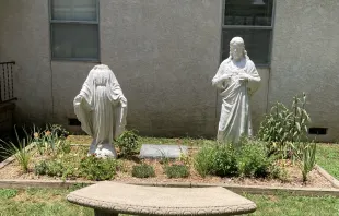 A vandalized statue of Mary, the Mother of God, at St. Leo Parish in Hartford, Arkansas, July 2024. Fr. Joseph Chan