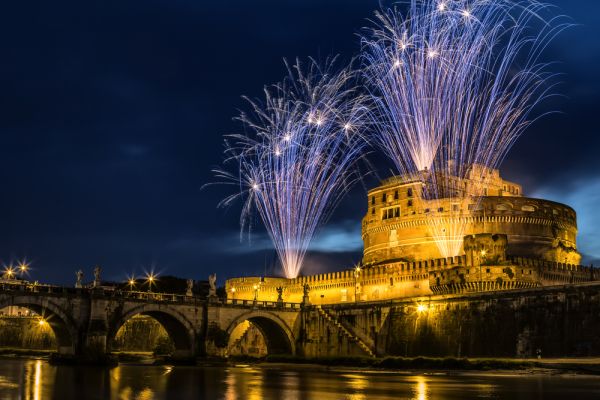 The seventh edition of the Pinwheel of Castel Sant’Angelo on the occasion of the celebration of Sts. Peter and Paul, the patron of the city of Rome. Credit: Salvatore Micillo/Shutterstock