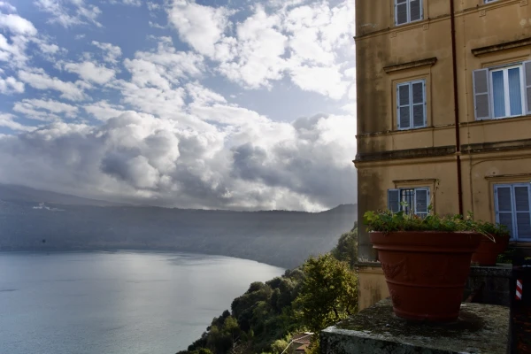 The Vatican Gardens at Castel Gandolfo is located on the wooded slopes of the Alban Hills, overlooking the blue waters of a small volcanic crater lake. Credit: Courtney Mares/CNA