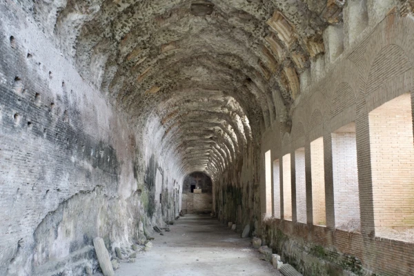 Roman Emperor Domitian (A.D. 81–96) first built a lavish country villa on the site, the ruins of which are included in the tour of the Vatican Gardens at Castel Gandolfo during the 2025 Jubilee Year. Credit: Courtney Mares/CNA