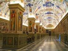 The Sistine Hall of the Vatican Library, the library of the Holy See, currently located in Vatican City, is one of the oldest libraries in the world.