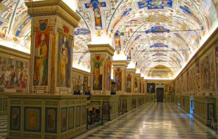 The Sistine Hall of the Vatican Library, the library of the Holy See, currently located in Vatican City, is one of the oldest libraries in the world. Credit: Checco2/Shutterstock