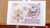 The Vatican on Sept. 16, 2024, unveiled a commemorative stamp to mark four decades of diplomatic relations with the United States. 