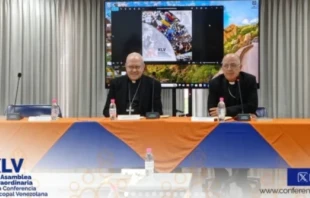 The archbishop of Valencia and president of the Venezuelan Bishops’ Conference, Jesús González de Zárate, and the apostolic nuncio in Venezuela, Archbishop Alberto Ortega Martín. Credit: Venezuelan Bishops’ Conference