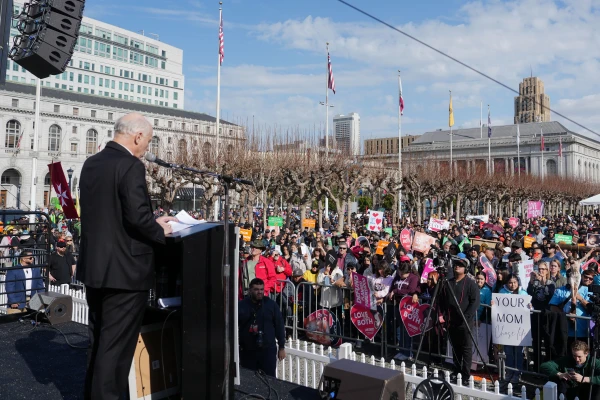 San Francisco Archbishop Salvatore Cordileone speaks to the crowds at the Walk for Life West Coast on Saturday, Jan. 25, 2025. Credit: Francisco Valdez/Walk for Life