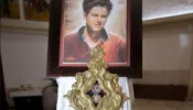 A reliquary containing relics of Blessed Carlo Acutis at the Church of Sant’Angela Merici in Rome, Oct. 11, 2021.