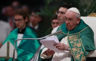 Pope Francis speaks during Mass in St. Peter's Basilica, Aug. 30, 2022. Daniel Ibáñez / CNA