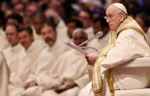 Pope Francis gives his homily at the Easter Vigil Mass in St. Peter's Basilica on April 8, 2023. Daniel Ibanez/CNA