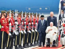 Pope Francis arrives in Jakarta, Indonesia, on Tuesday, Sept. 3, 2024.