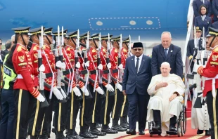 Pope Francis arrives in Jakarta, Indonesia, on Tuesday, Sept. 3, 2024. Credit: Daniel Ibáñez/CNA