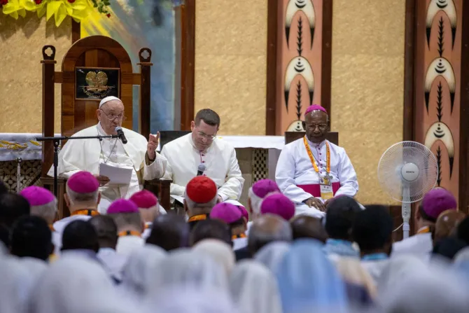 Pope Francis speaks to bishops, priests, deacons, Port Moresby