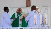 Pope Francis celebrates Mass at Sir John Guise Stadium in Port Moresby, Papua New Guinea, Sept. 8, 2024.