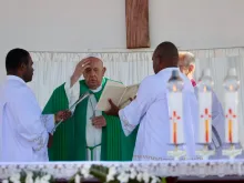 Pope Francis celebrates Mass at Sir John Guise Stadium in Port Moresby, Papua New Guinea, Sept. 8, 2024.