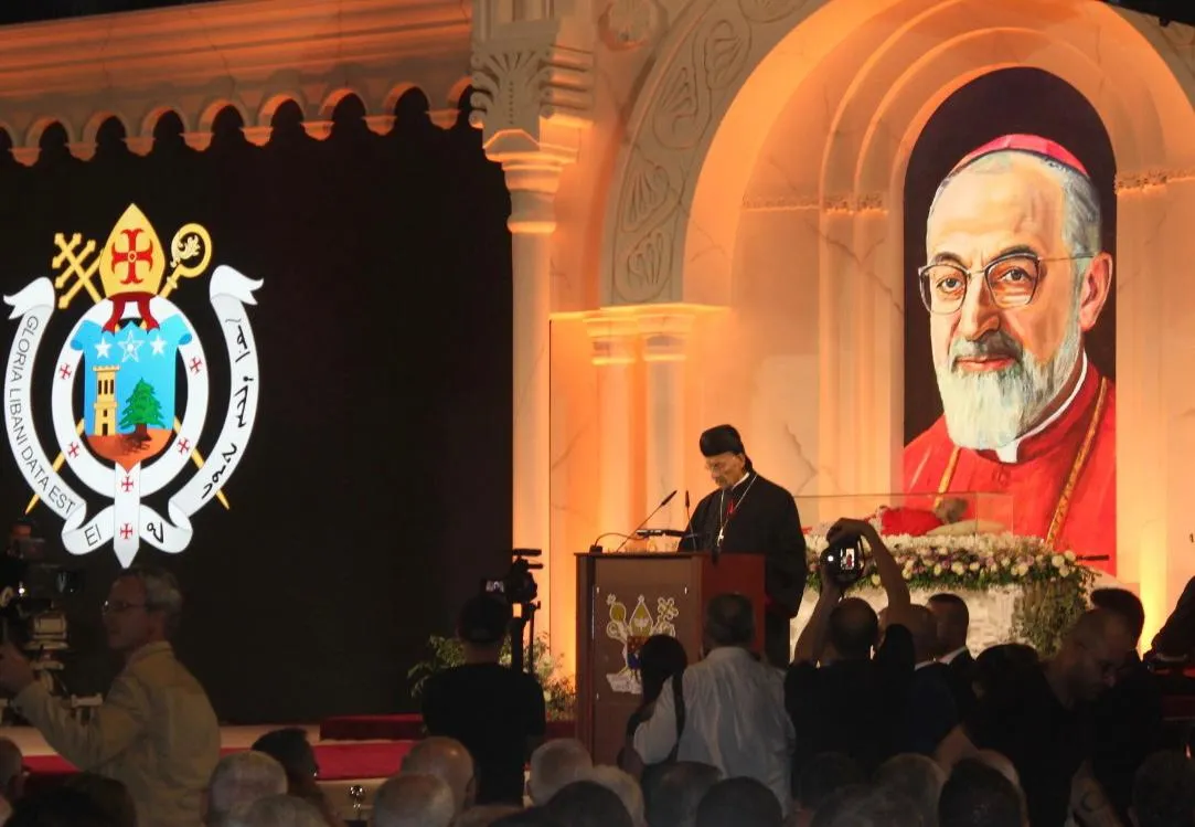 A large crowd gathered for the ceremony welcoming Patriarch Gregory Peter XV Agagianian's remains to Beirut's Martyrs' Square on Thursday, Sept 12, 2024.