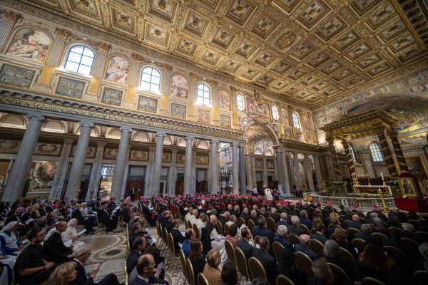 The Basilica of St. Mary Major — Rome’s largest Marian basilica — was filled with bishops, cardinals, priests, religious sisters, diplomats, and laypeople — on Oct. 6, 2024, for a special rosary prayer for peace. Credit: Daniel Ibanez/CNA