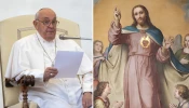 Pope Francis speaks at the general audience in St. Peter's Square on Oct. 23, 2024. An altar painting of the Sacred Heart of Jesus by Francesco de Rhoden inside the Basilica of the Sacred Heart of Jesus in Rome, Italy.