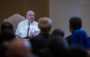 Pope Francis speaks to the academic community at the Pontifical Gregorian University in Rome on Nov. 5, 2024. Credit: Daniel Ibáñez/CNA