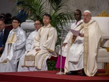 Pope Francis speaks on the solemnity Christ the King in St. Peter’s Basilica at the Vatican on Nov. 24, 2024.