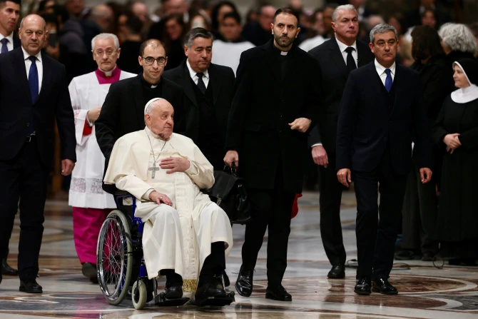 Pope Francis arrives for a consistory