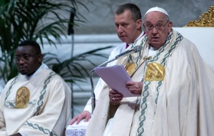 Pope Francis delivers the homily during Mass on the solemnity of the Immaculate Conception in St. Peter's Basilica, Dec. 8, 2024. Credit: Daniel Ibáñez/CNA