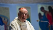 Cardinal Robert McElroy addresses the congregation at Rome’s Church of San Frumenzio ai Prati Fiscali during his formal installation as its titular cardinal on April 23, 2023.