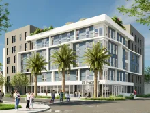 An artist’s rendering of the affordable apartment complex soon to be built by Our Lady Queen of Angels Housing Alliance in Los Angeles.