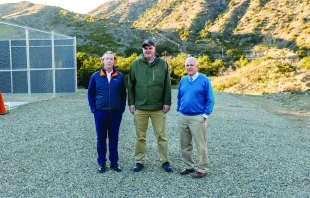 Mark Kretschmer, vice president for operations at Thomas Aquinas College (TAC), pictured with Thomas Kaiser, a biologist and researcher, and Lawerence Youngblood, an electrical engineer and director of Brompton Energy. Credit: Thomas Aquinas College